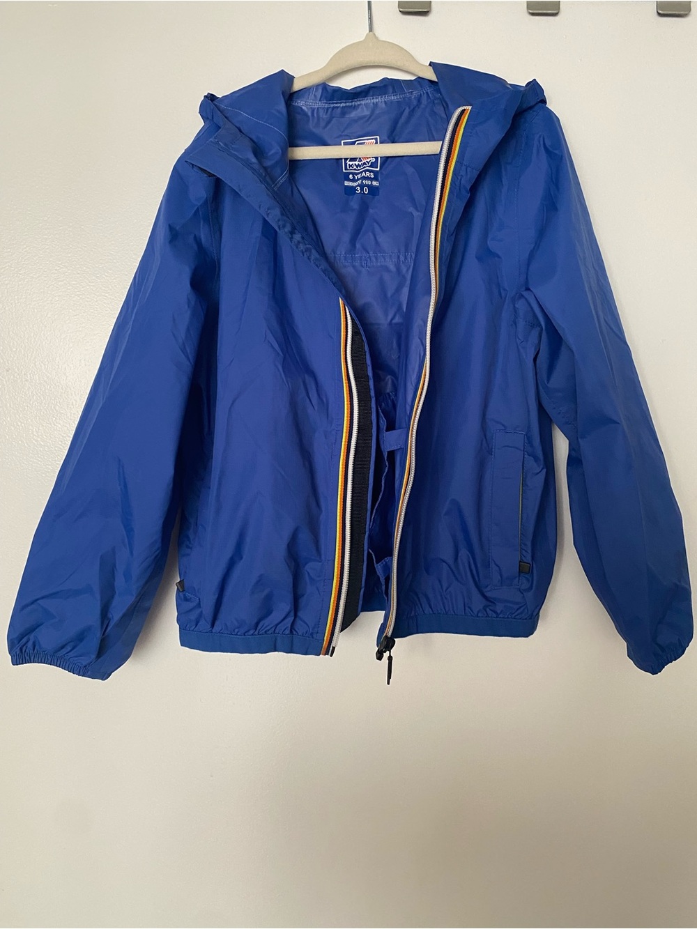 K-Way Kids Royal Blue Hooded Rain Jacket with Trim